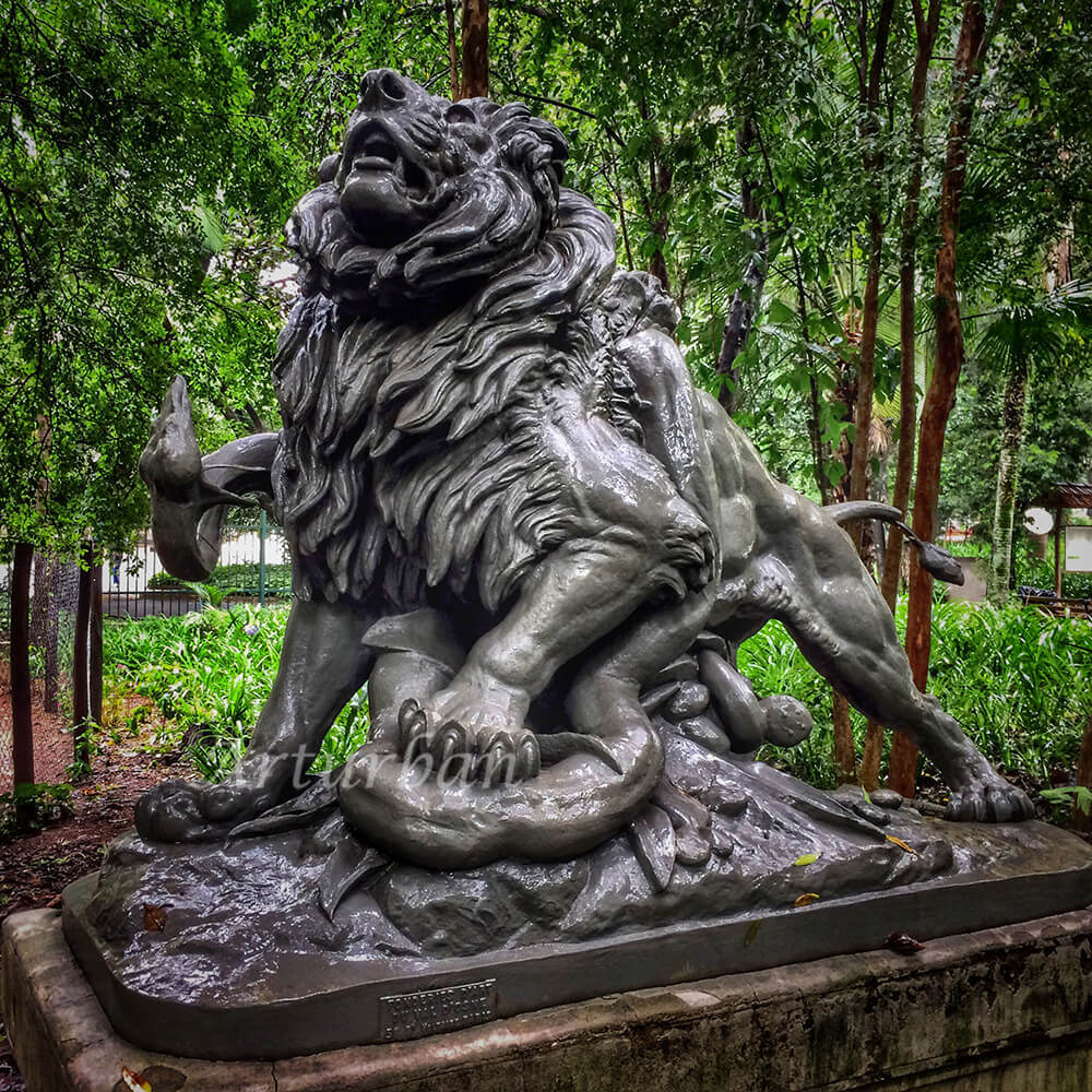 Lion and snake sculpture