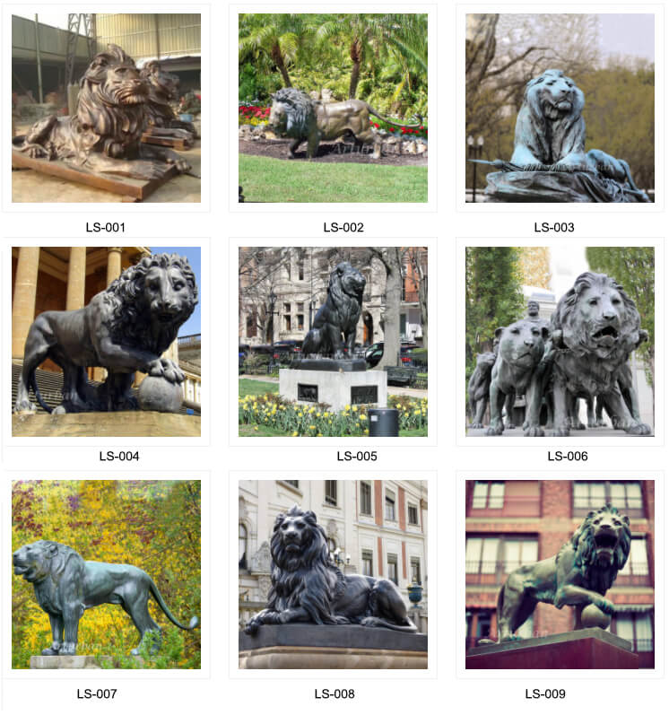 Bronze lion sculptures