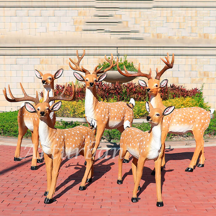 Golden Deer Statues with Light | Set Of 3 | Wall Decor