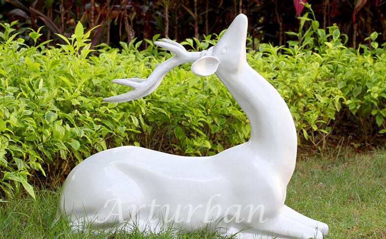 white deer statues