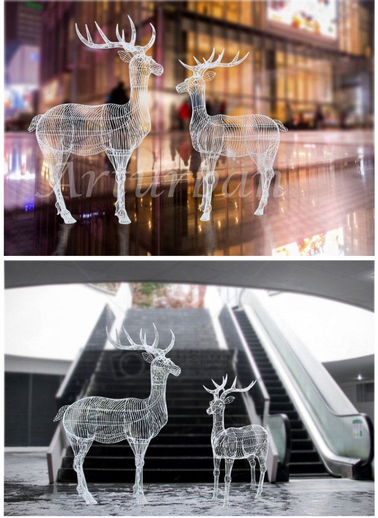 Metal Deer Statue Life Size Animal for Yard Ornaments