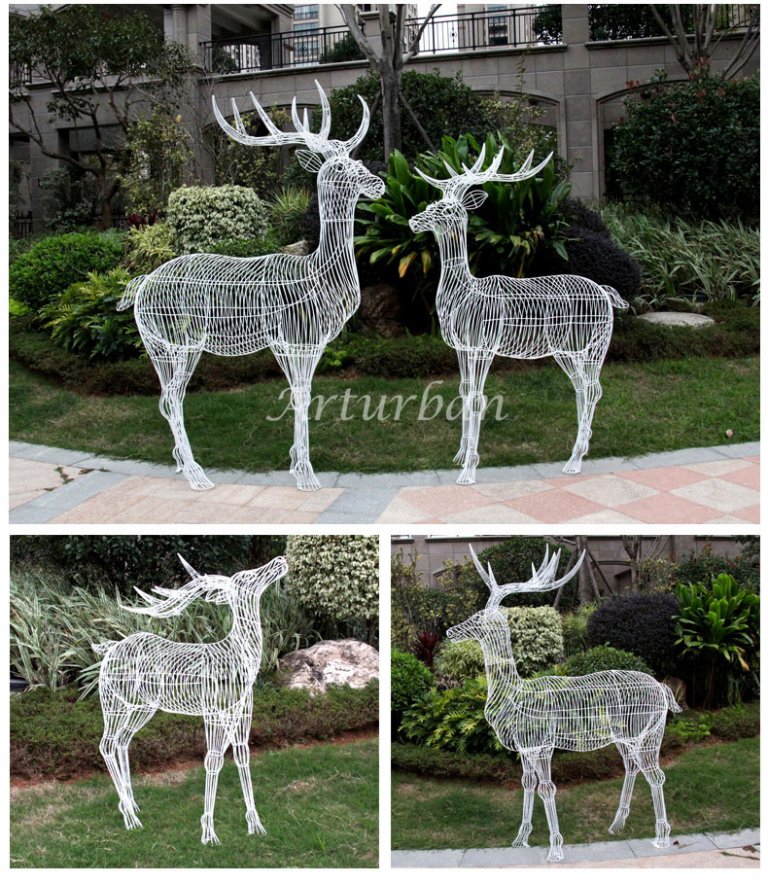 Metal Deer Statue Life Size Animal for Yard Ornaments