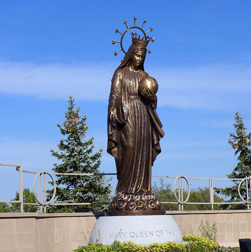 Large Virgin Mary Statue with Ball on Hand