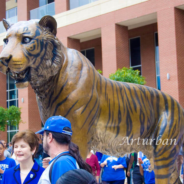 large tiger statue welcomed by people