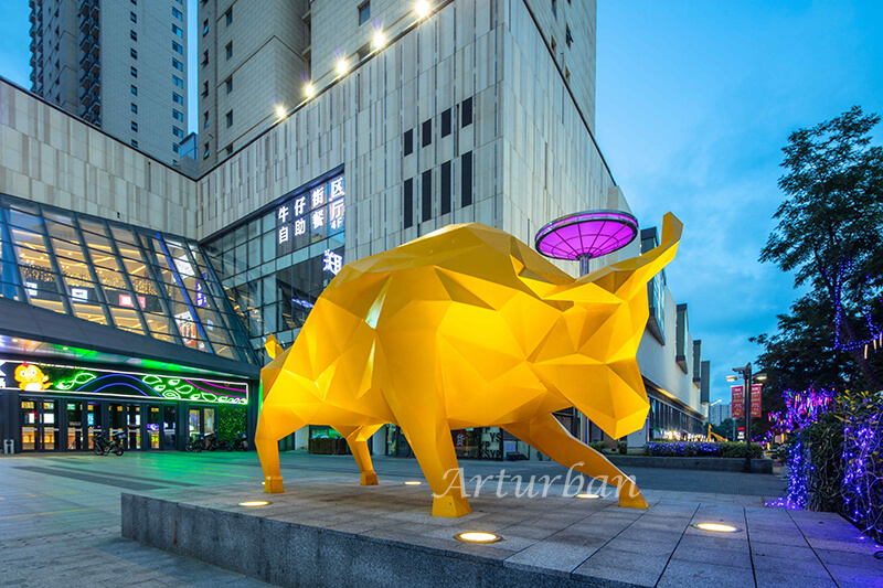 yellow bull sculpture
