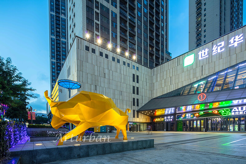 geometric bull sculpture