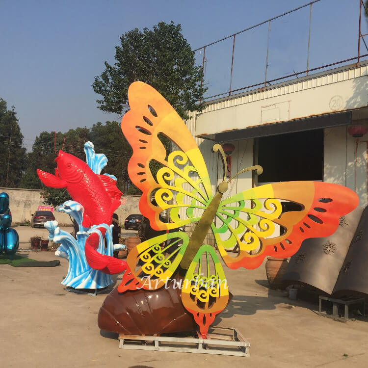 stainless steel butterfly garden statue