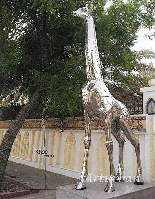 Giraffe Statue Outdoor, Large Stainless Steel Giraffe Sculpture