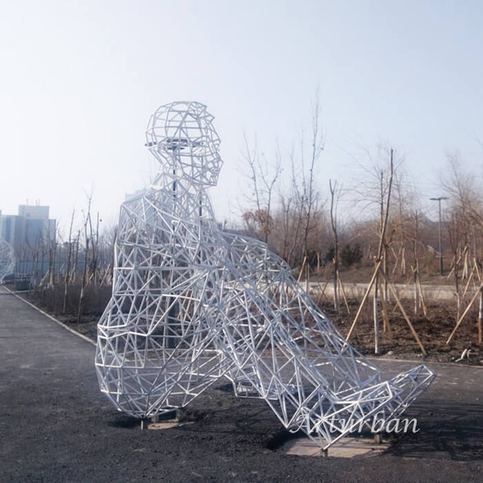 stainless steel wire man sculpture