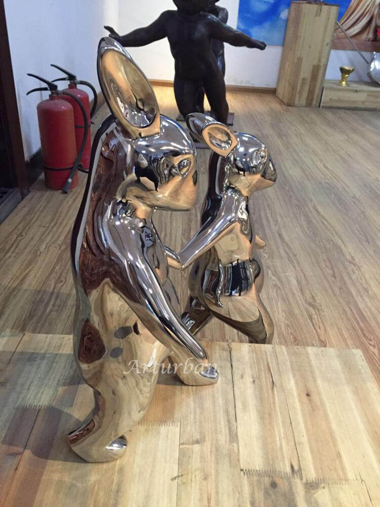 Peter Rabbit Garden Statue, Stainless Steel Rabbit Sculpture