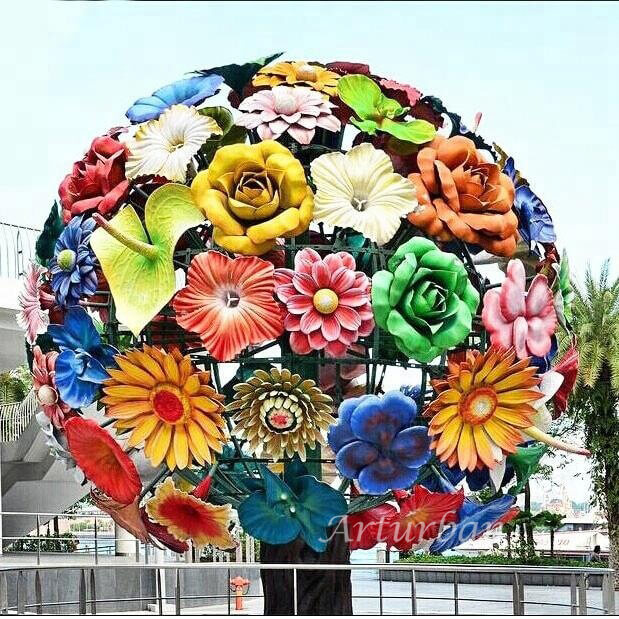 colorful flower sculptures