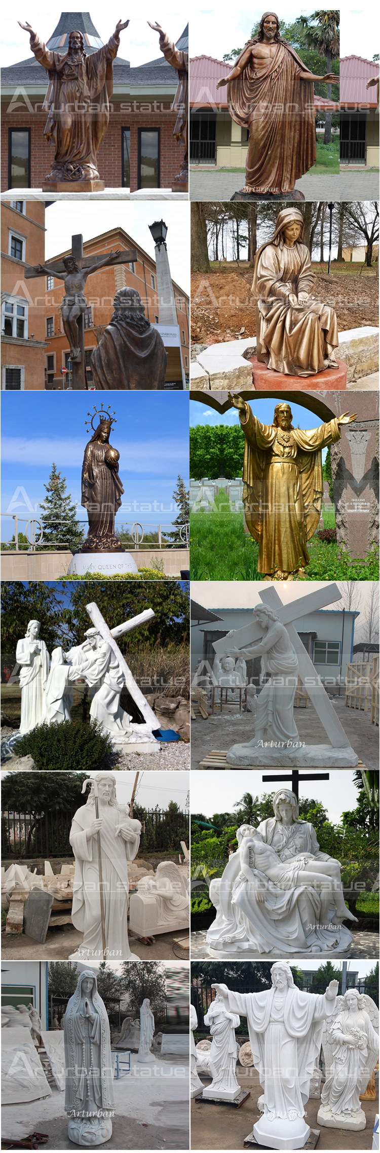 christian jesus and mary statues