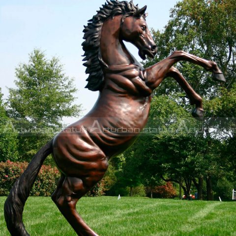 bronze rearing horse statue