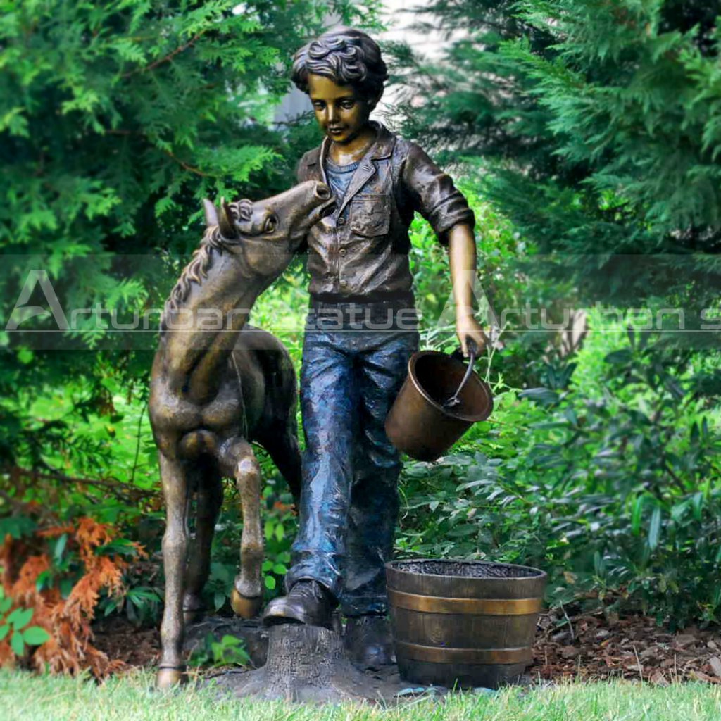 Boy and Dog Garden Statue Factory Supply Child Statue