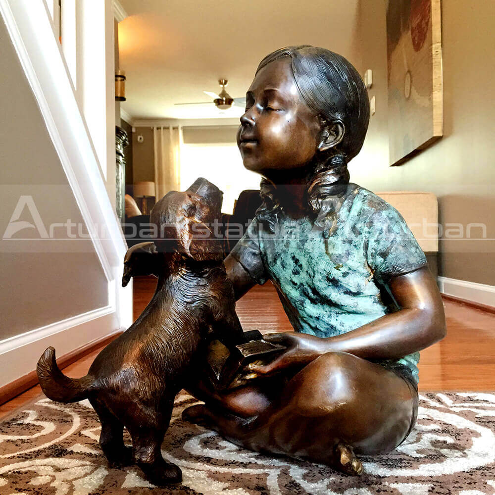 Little Girl with Dog Statue