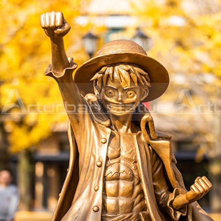 Luffy Statue,Golden Luffy Garden Sculptures Bronze