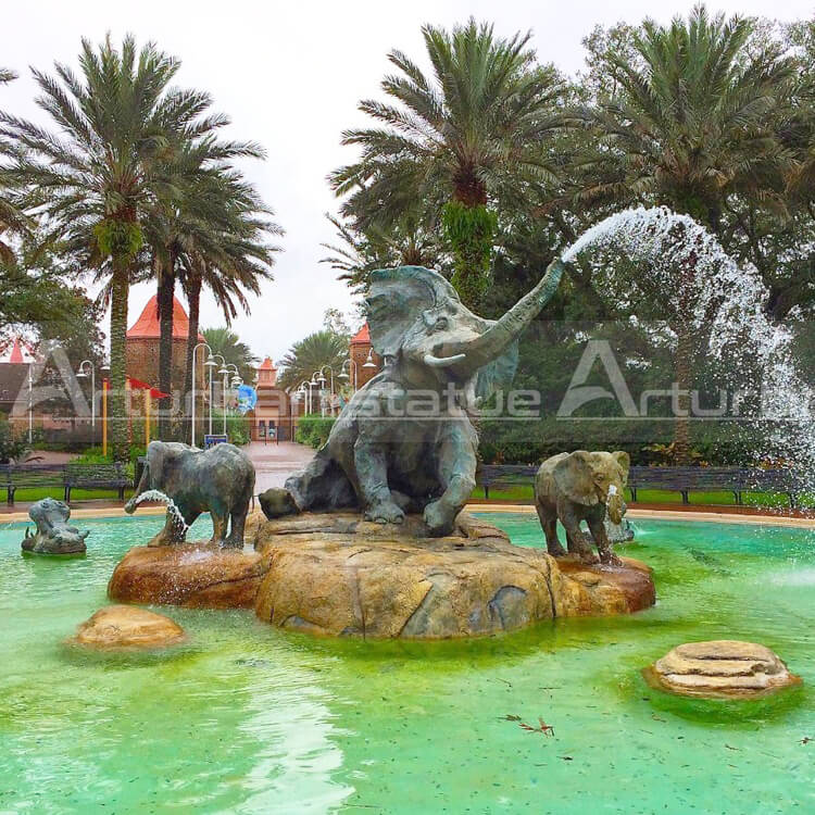 Outdoor Elephant Fountain Animal Fountain Garden Sculpture