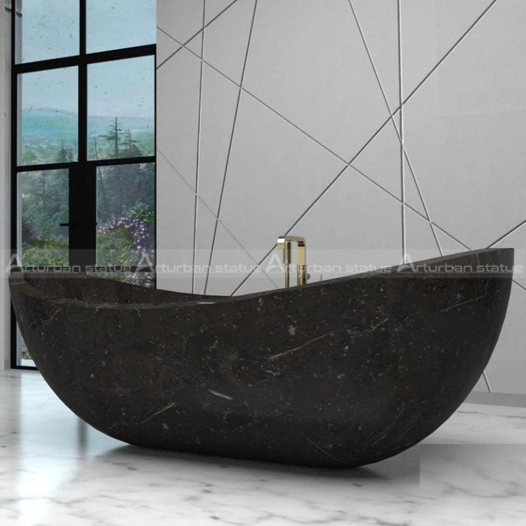 Black Marble Bathtub Factory Direct Sale Indoor Luxury Stone Bathtub