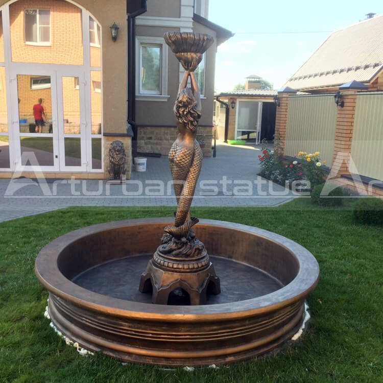 brass mermaid water fountain