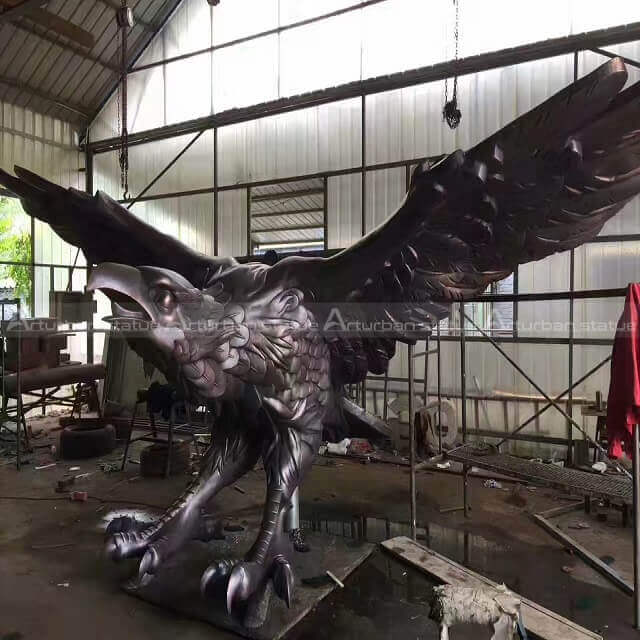 Large Eagle Statues, outdoor winged eagle sculpture