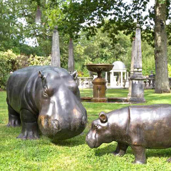 Novelty Sunbathing Hippo Ornament Home Garden Resin Statue Large 16x38cm 