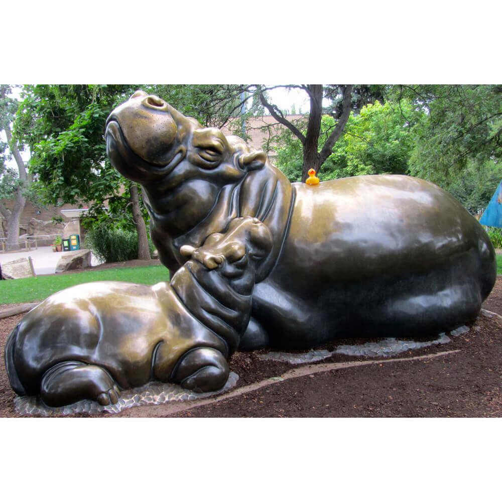 Brass Hippo Statue