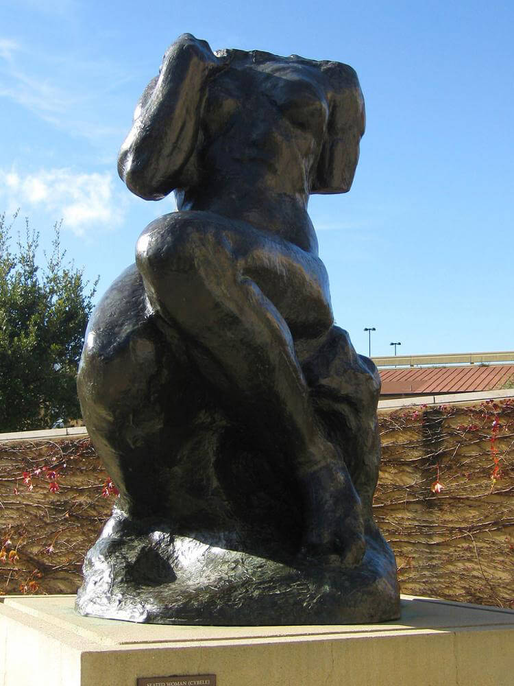 Half-naked woman holding a basket bronze statue - Size: L 