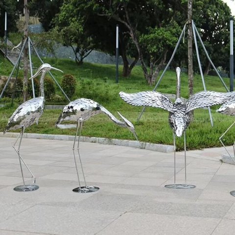 metal heron garden sculpture