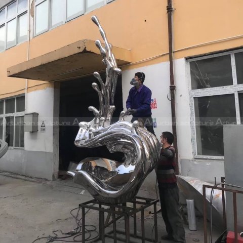 stainless steel wave statue