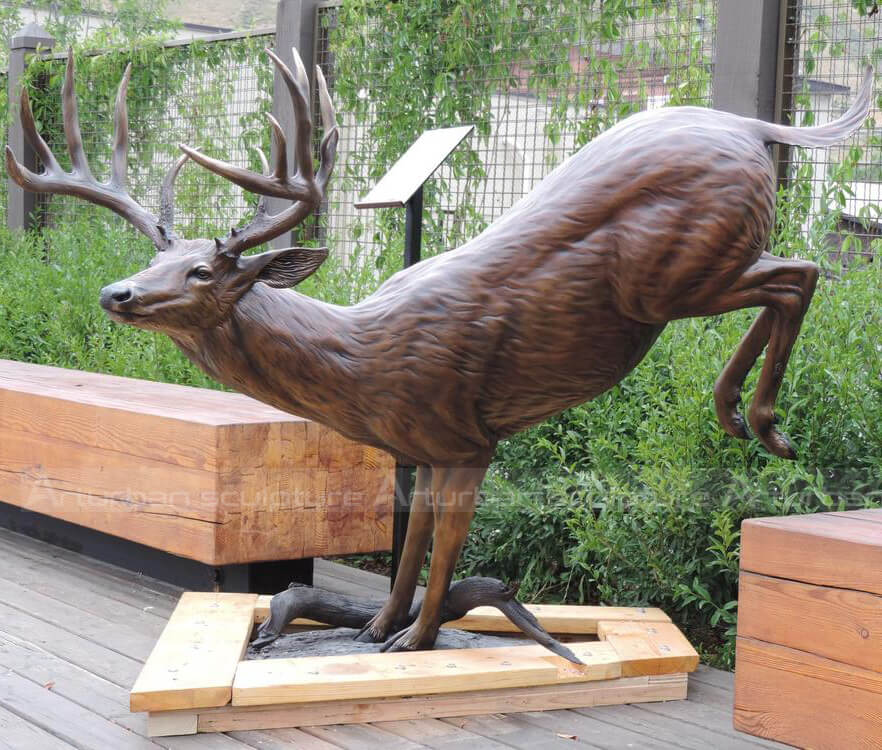 bronze whitetail deer statue
