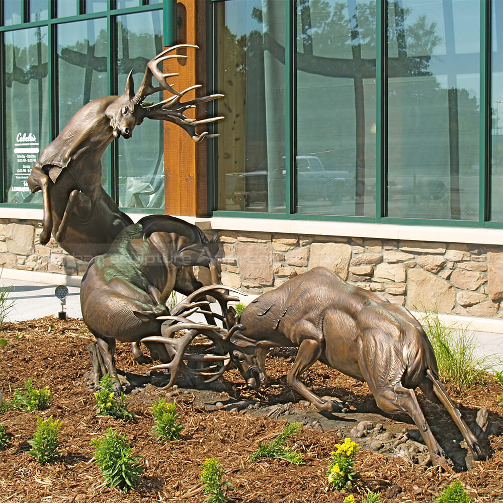 whitetail deer fighting statues for sale
