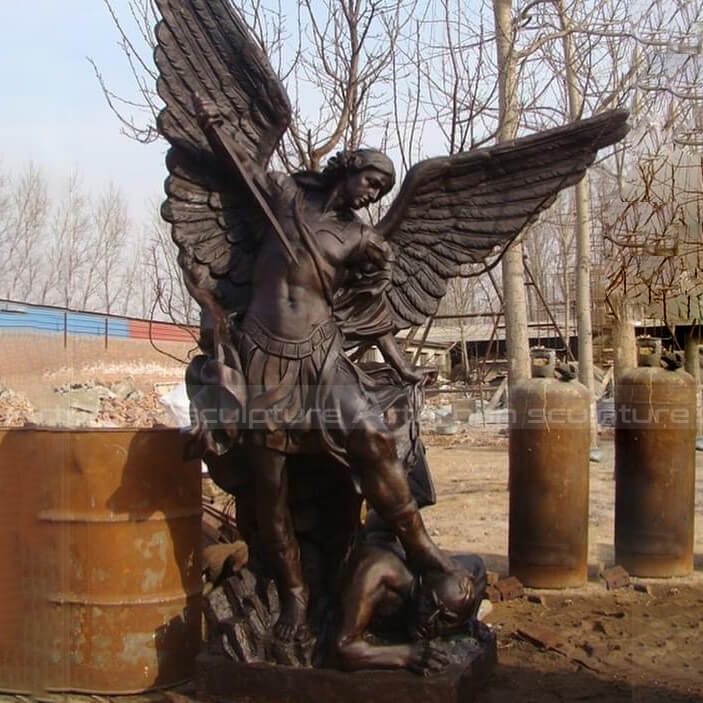 bronze archangel michael statue