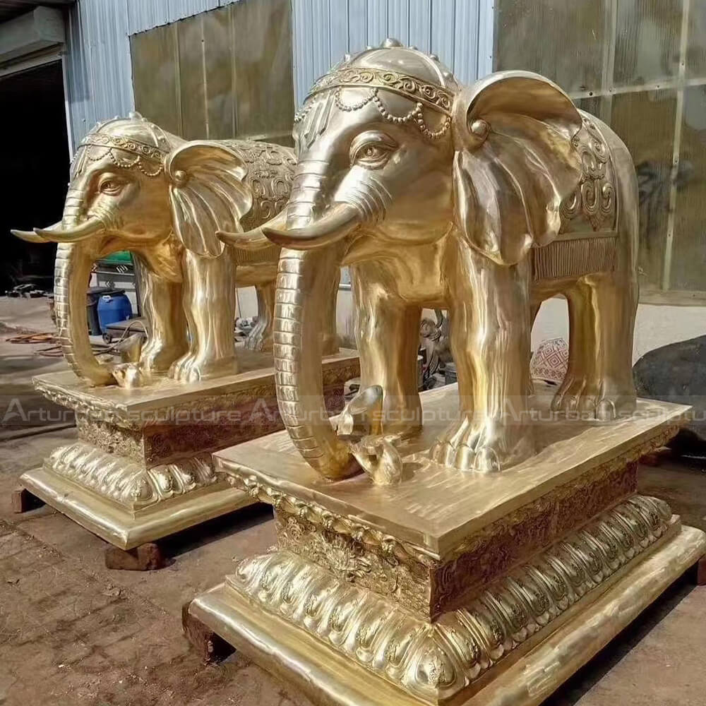 brass indian elephant sculpture