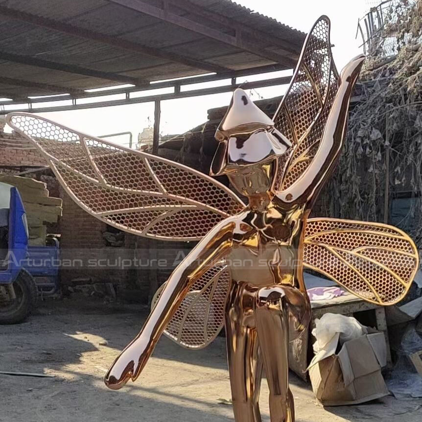 Garden Fairy Statues,Stainless Steel Dancing Fariy Statue