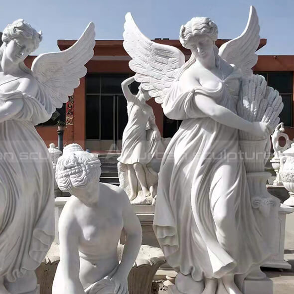 marble angel sculpture in white