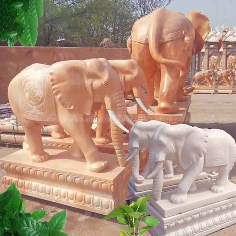 pair of white elephant statues