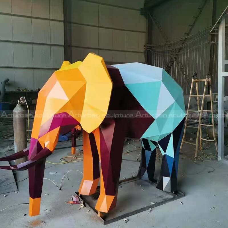 Geometric elephant sculpture