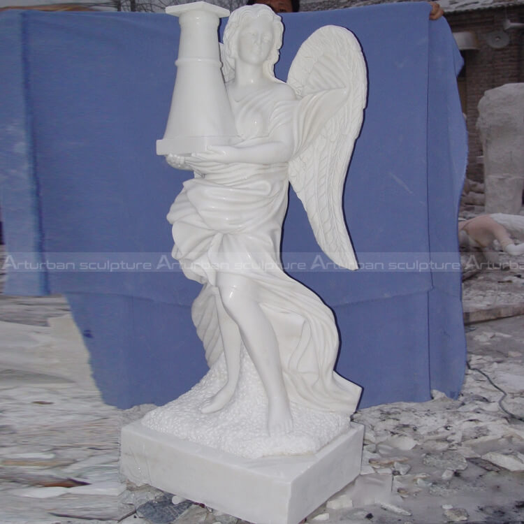 white marble angel pedestal
