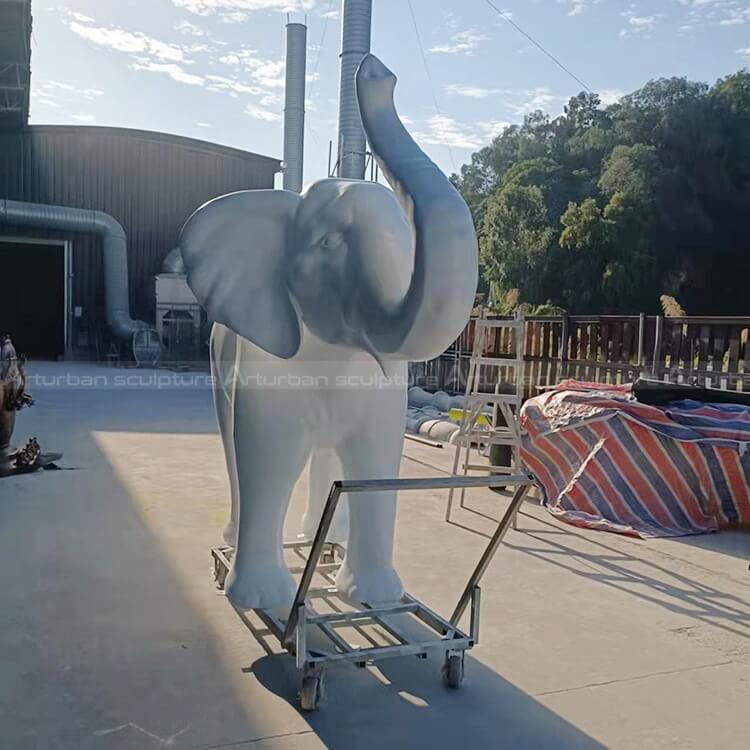fiberglass white elephant sculpture