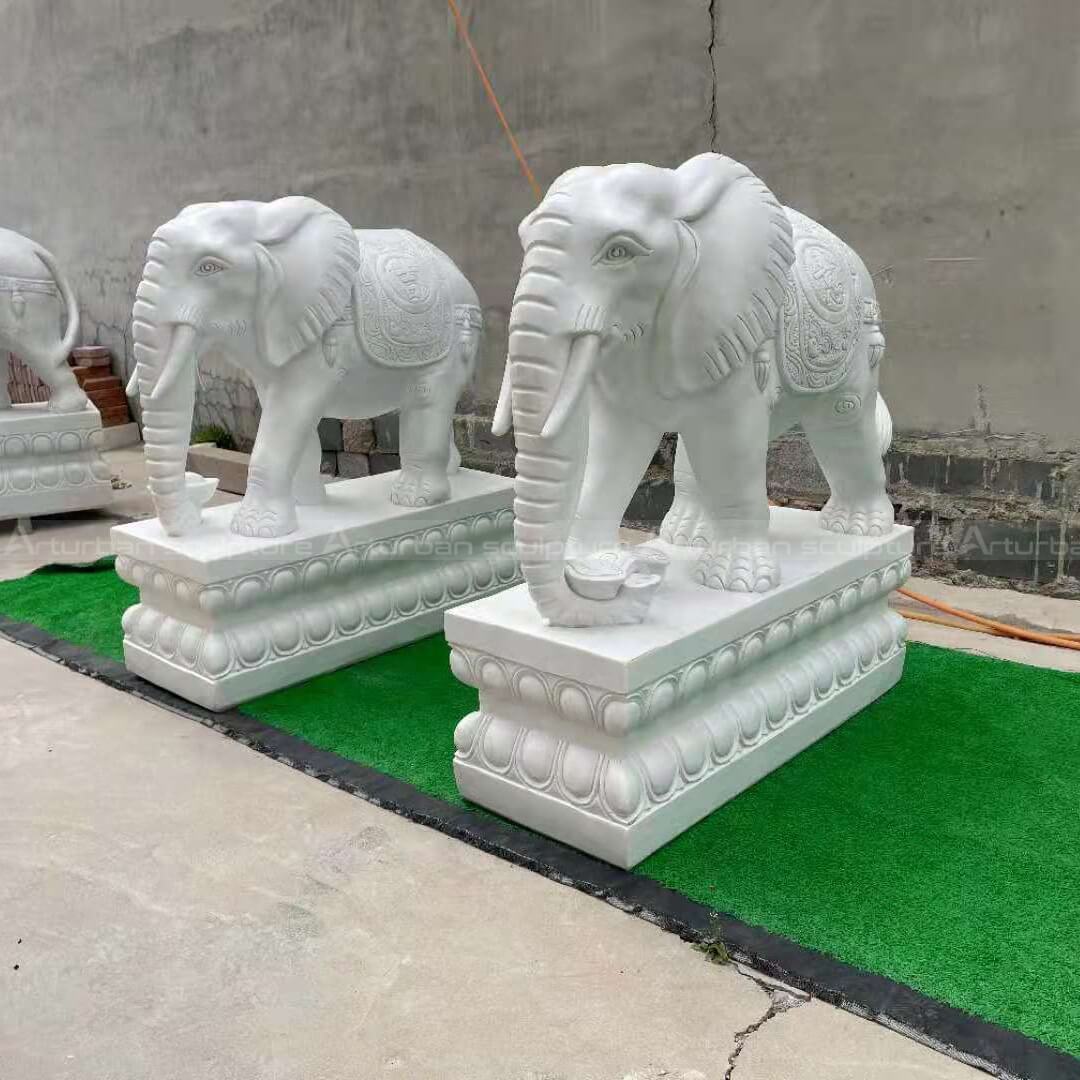 white elephant statue pair 