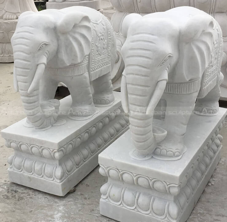 huann white marble garden elephant sculpture