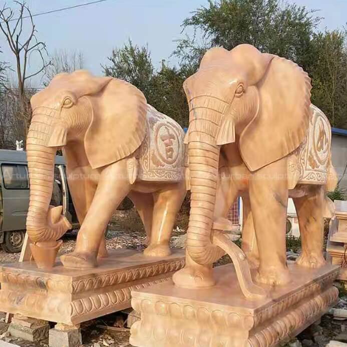 marble elephant statue pair