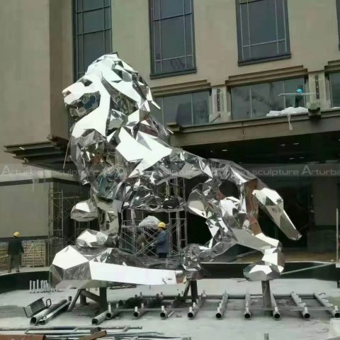 geometric lion sculpture