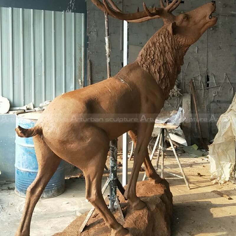 clay mold of elk statue life size