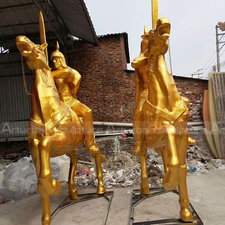 gold warrior on horse