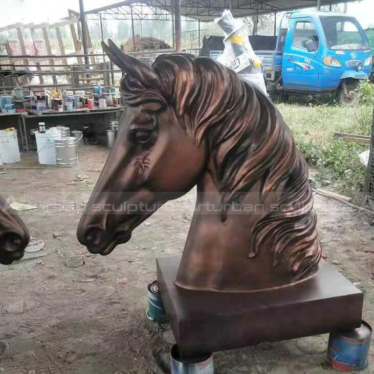 Horse head statues