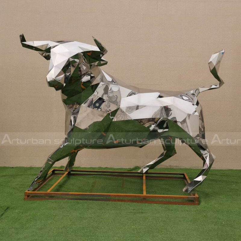 miroor polishing bull sculpture
