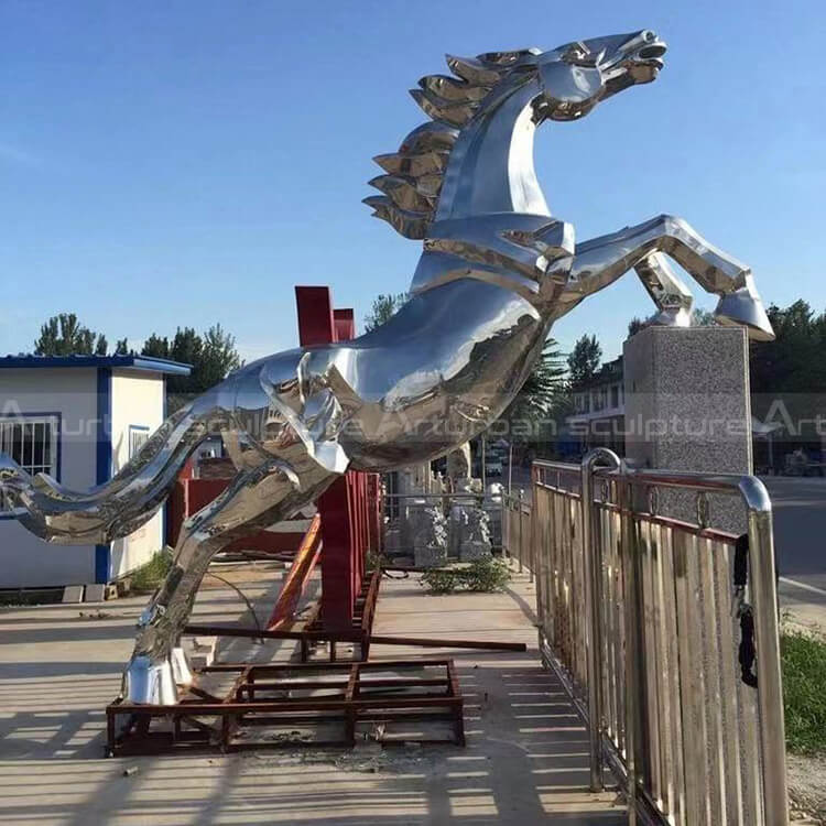 silver horse sculpture
