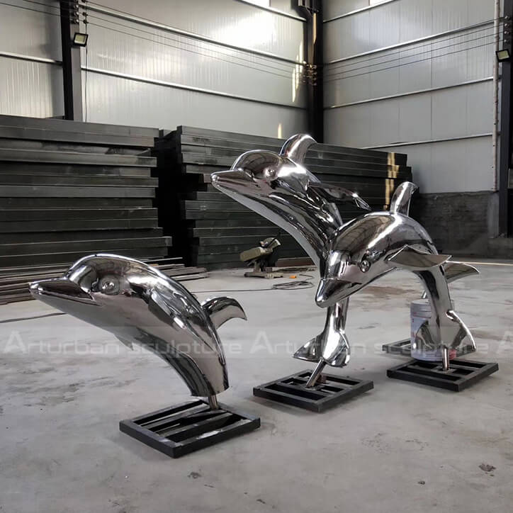 stainless steel dolphin sculpture 