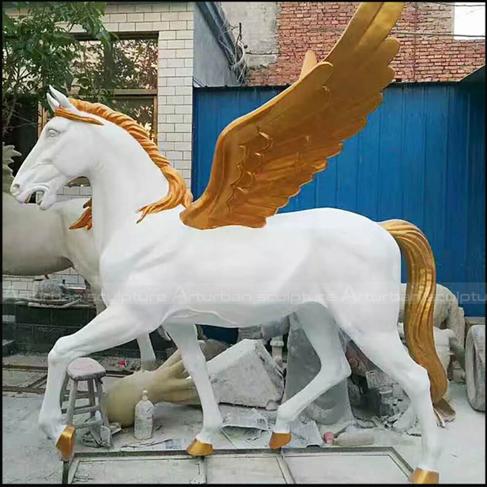winged white horse statue